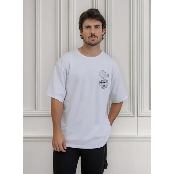 Remera Oversize Viste Vilo Estampada Techno Algodón Peinado