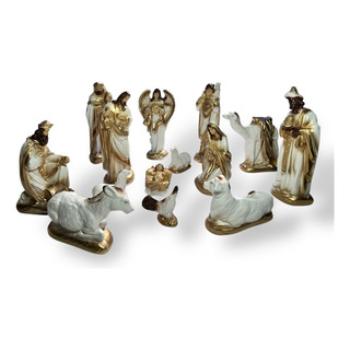Presépio De Natal Gesso C/ Pó De Mármore 22cm Lindo 18 Peças Presépio De Natal Gesso C/ Pó De Mármore 22cm Lindo 18 Peças