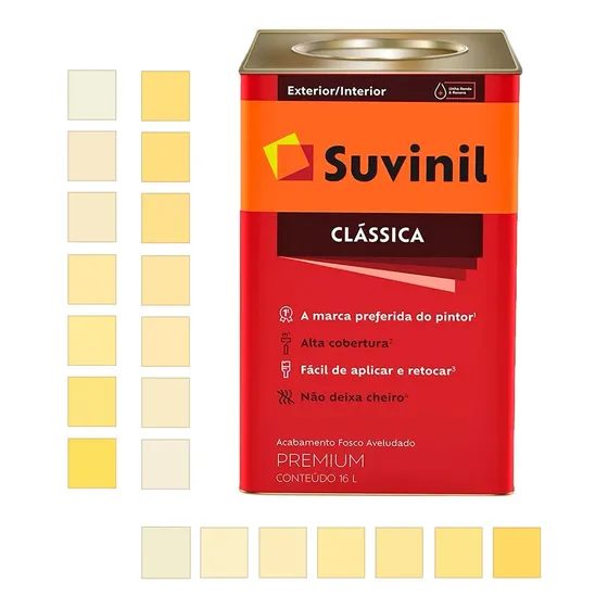 Tinta Clássica Premium Fosco 16l Cores Claras 02 Suvinil