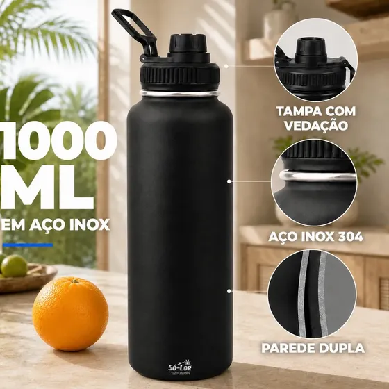 Garrafa Térmica 1000ml Aço Inox 304 Squeeze