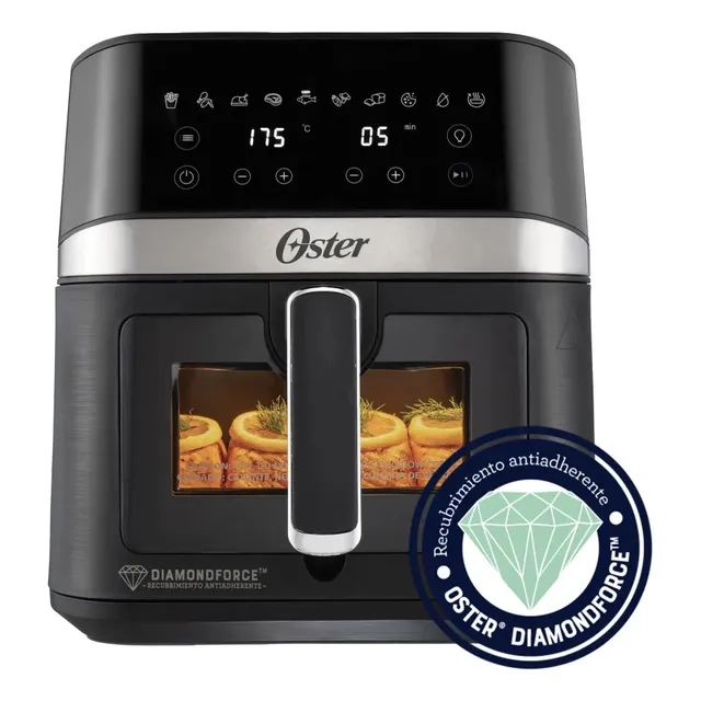 Freidora de aire digital Oster Recubrimiento DiamondForce CKSTAF60WDDF 6Lt negro