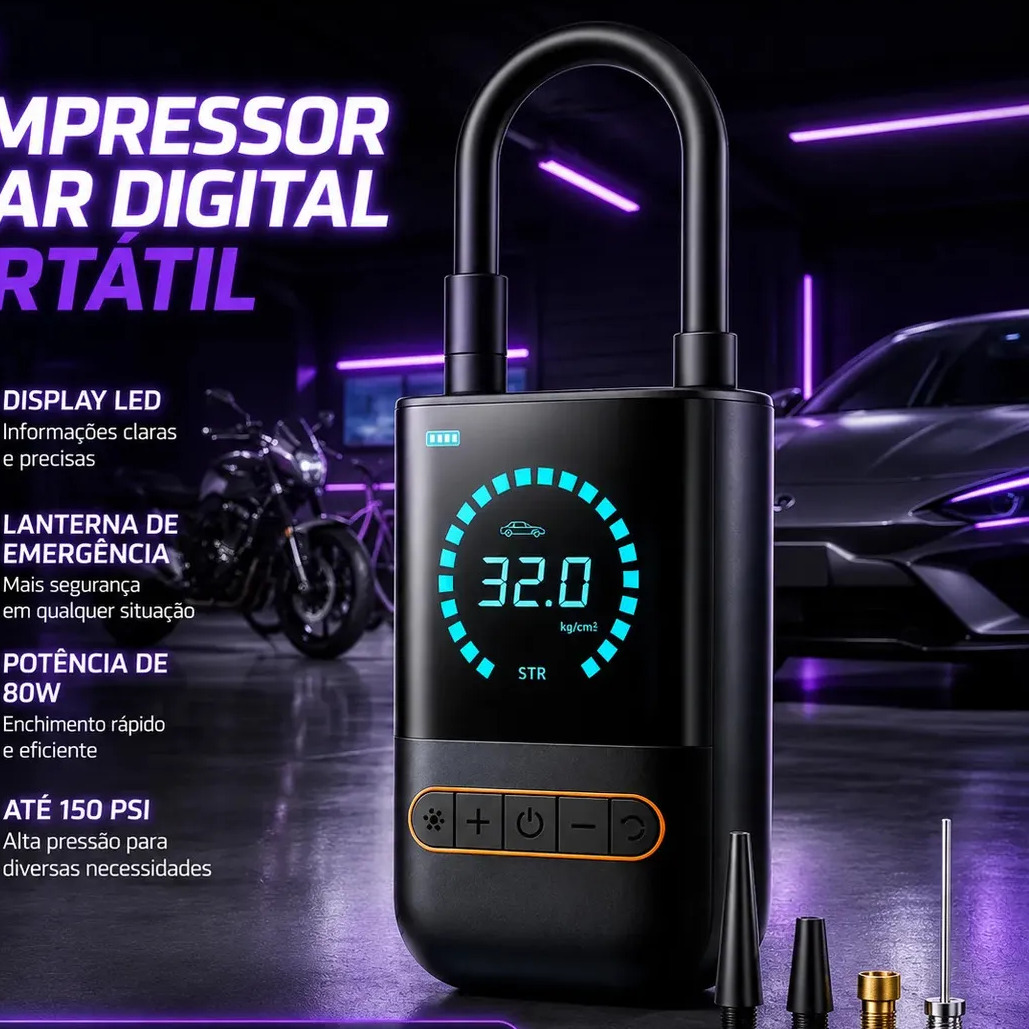 Compressor de Ar Portatil Blackone 150 psi com Bateria