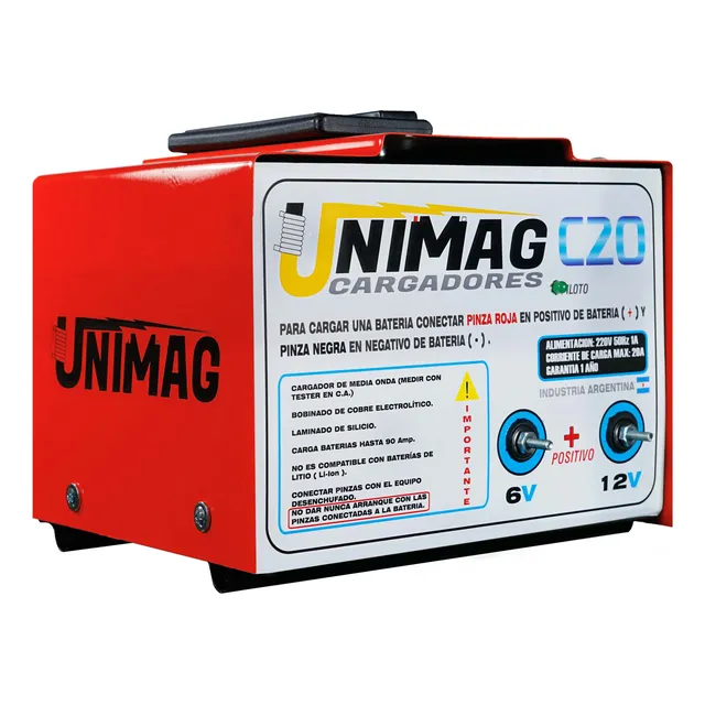 Cargador Bateria Unimag Auto Moto 20amp 12v-6v Indufra
