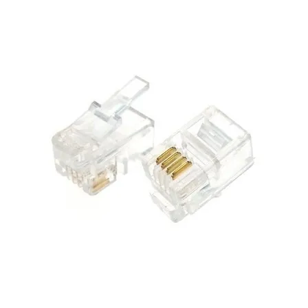Conector Rj11 6p4c Para Teléfono, 25 Unidades, Transparente