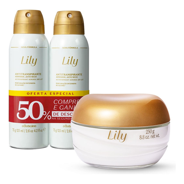 Combo Lily: Creme Acetinado Hidratante Corporal 250g + Desod Combo Lily: Creme Acetinado Hidratante Corporal 250g + Desod
