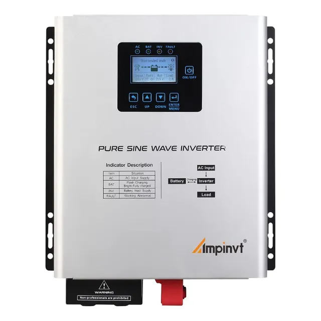 Inversor De Onda Sinusoidal Pura Ampinvt 800w Con Cargador