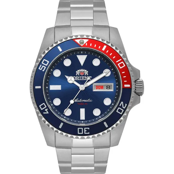 Relógio Orient Masculino Automático f49ss026 d1sx Pepsi Red Cor da correia Prata Cor do bisel Preto Cor do fundo Azul