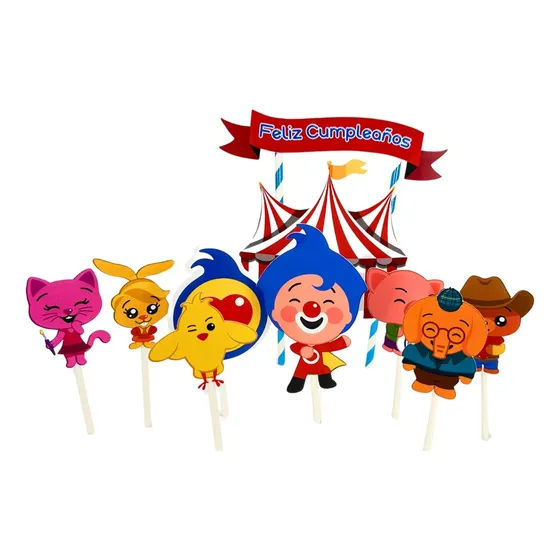 Topper Tematico Deco Torta Cotillon Cupcake Feliz Cumpleaños