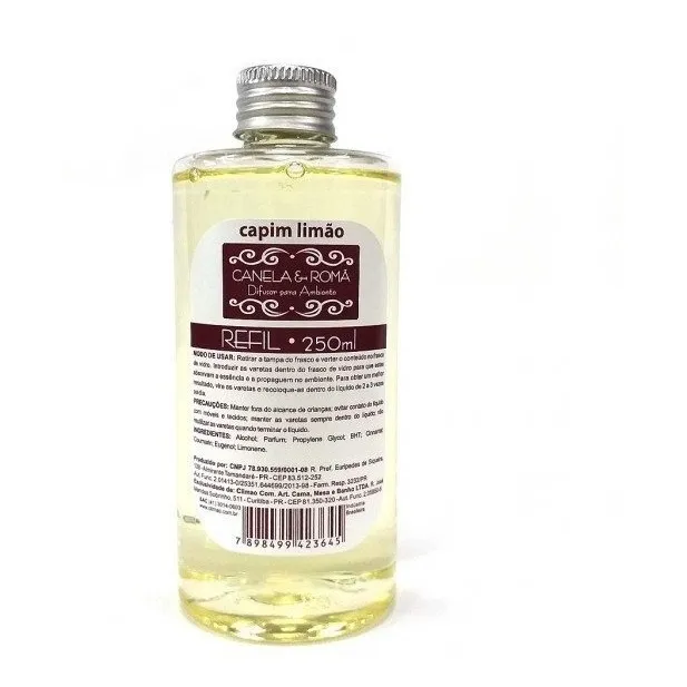 Aromatizador/difusor De Ambiente Refil 250ml Canela E Romã