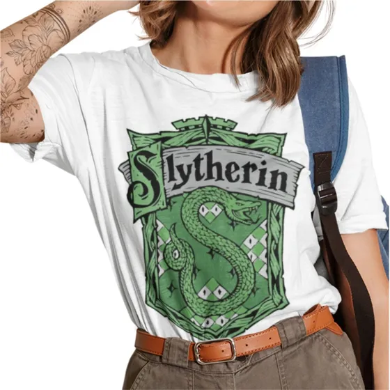 Camiseta Sonserina Harry Potter Baby Look Moda Geek