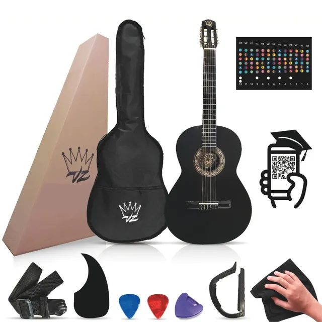 Guitarra Acústica Paquete Completo Hecho En Paracho México Color Negro Orientación de la mano Diestro