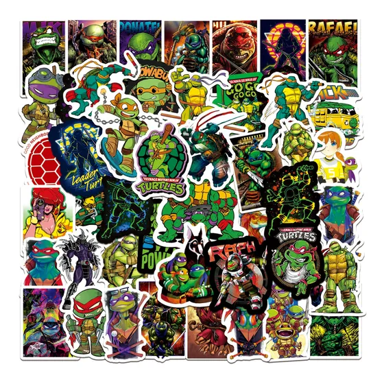 Tortugas Ninja Tmnt 50 Calcomanias Stickers Pvc Contra Agua