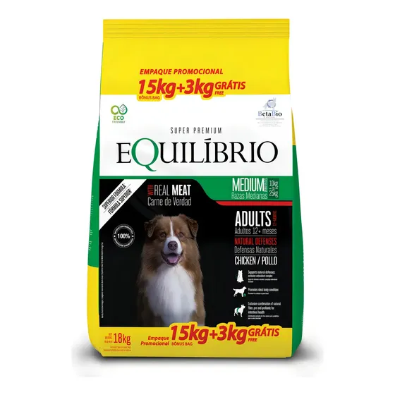 Equilíbrio Active Total Alimentos De 18kg Para Perro Adulto Raza Mediana Sabor Pollo | Cuotas sin interés