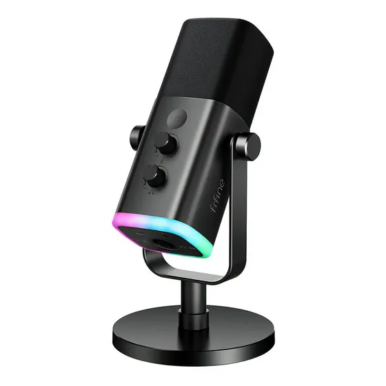 Micrófono dinámico Gamer Fifine Ampligame Am8 Xlr Rgb, color negro