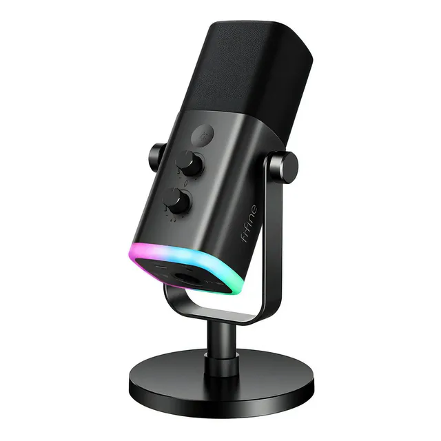 Micrófono dinámico Gamer Fifine Ampligame Am8 Xlr Rgb, color negro