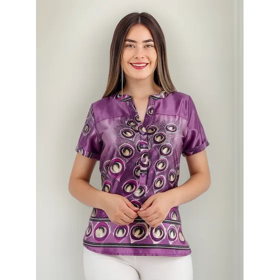 Blusa M/c True Satin Estampada Uva