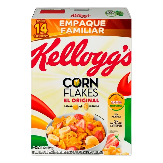 2 Pzs Kelloggs Cereal Hojuela De Maíz Corn Flakes 410gr