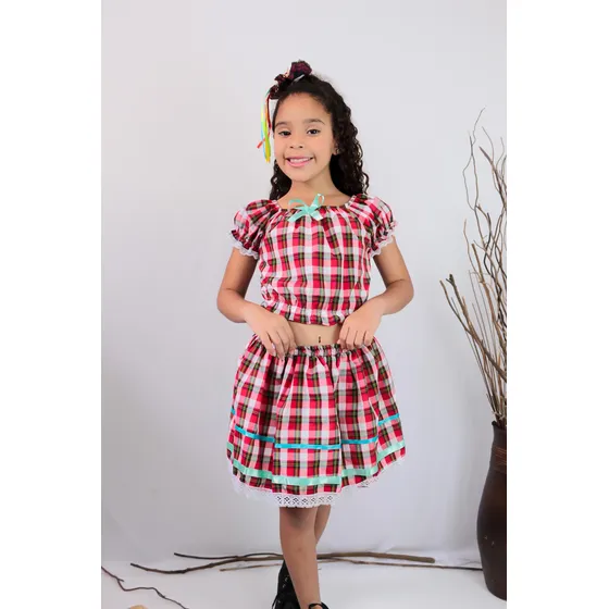 Conjunto Xadrez Festa Junina São João Menina Infantil
