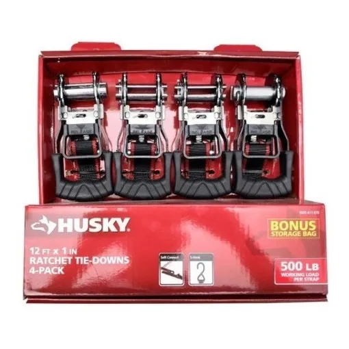 Pack De Cincha Para Amarre Husky 1 X 12 Pie X 4 Pzas X 500lb