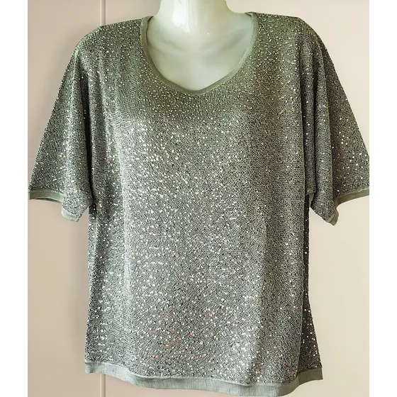 Blusa Dama,plateada C Lentejuelas.nueva.t.l.gran Calidad