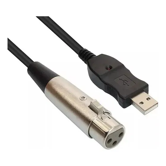 Cabo De Microfone Usb 3 Pinos Usb Macho Para Xlr Fêmea