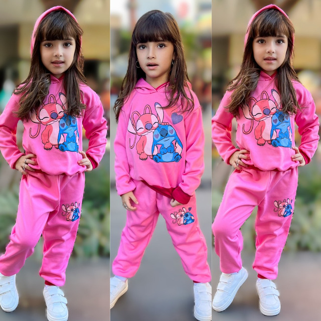 Conjunto De Frio Infantil Feminino Moletom Blusa E Calça Conjunto De Frio Infantil Feminino Moletom Blusa E Calça