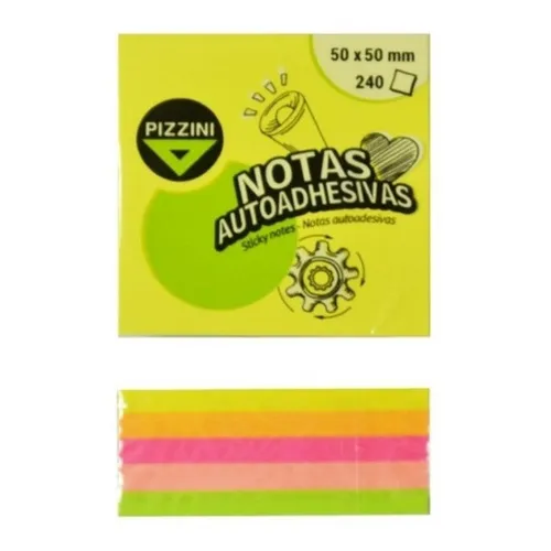 Notas Autoadhesiva Fluo Cubo 50x50mm 240 Hjs Pizzini