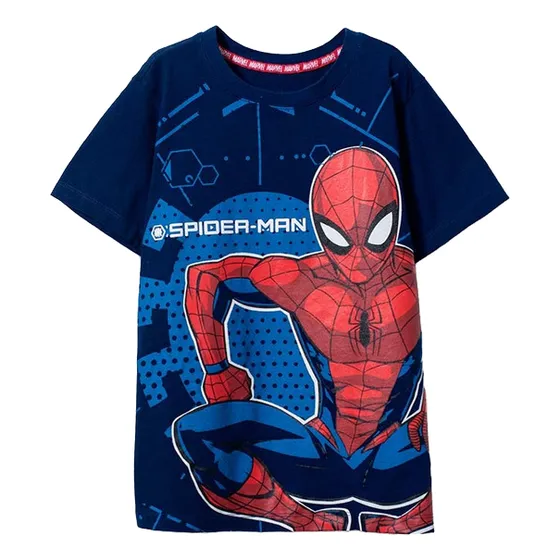 Camiseta De Spider-man Manga Corta Azul Para Niño