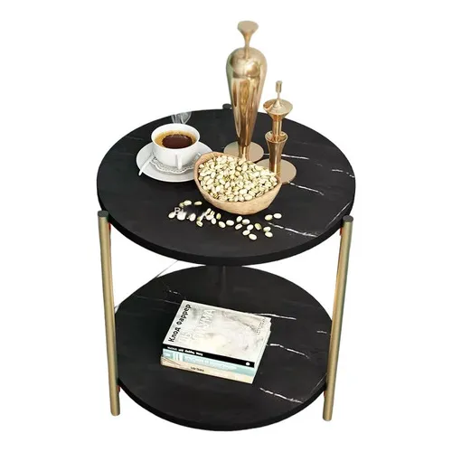 Mesa Mesas Centro Minimalista Auxiliar Redonda Sala Moderna Negro