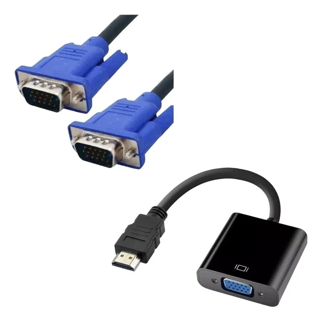 Kit Cabo Rgb + Adaptador Conversor De Hdmi Para Vga Vídeo