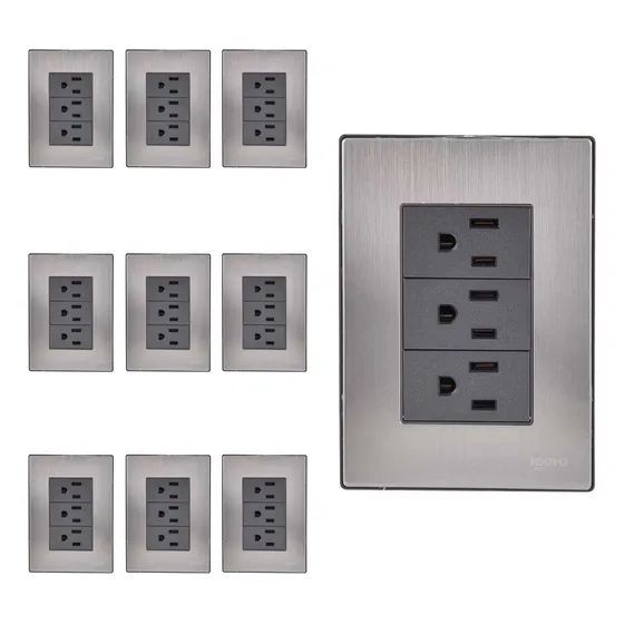 Placa Armada Inox 3 Contactos De Un Modulo Oxford 10pzs