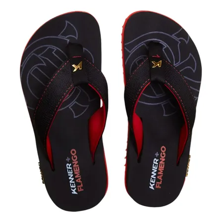 Sandália Masculina Kivah Flamengo Rubro-negra Kenner Vermelho/preto Liso 39 Br