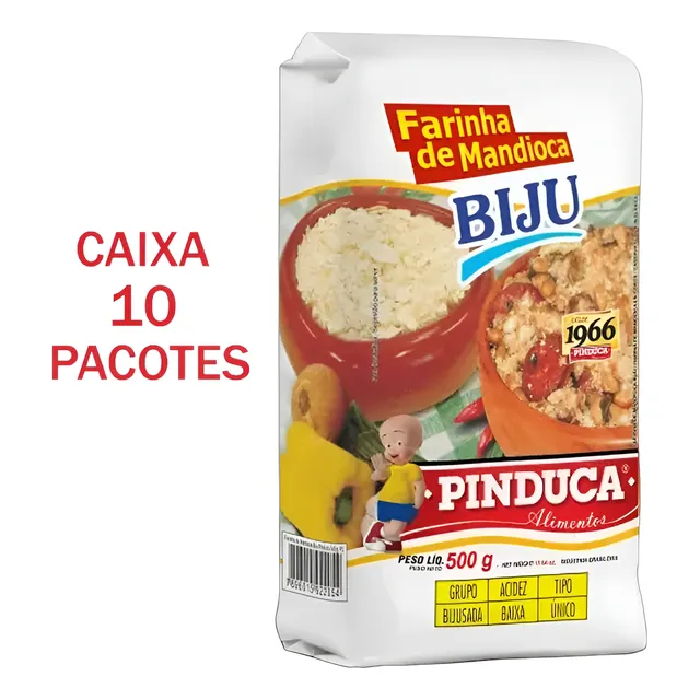 Farinha De Mandioca Biju Sem Glúten 500g - Caixa 10 Pacotes