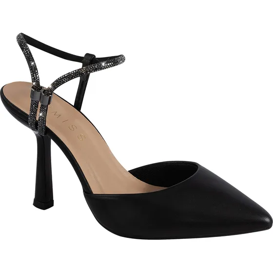 Sapato Feminino Scarpin Slingback Salto Fino Strass Brilho