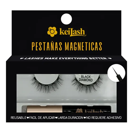 Kit Pestañas Magneticas + Black Diamond + Delineador Keilash