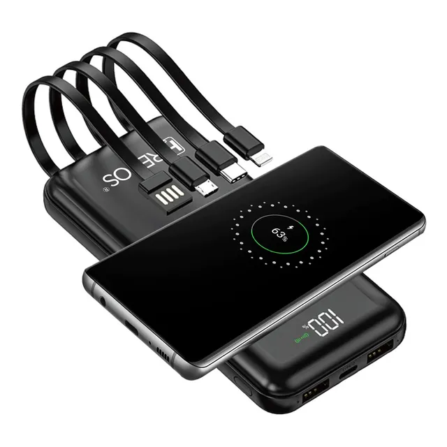 Carregador Indução 10000mah Portátil Power Bank 4em1 Bateria