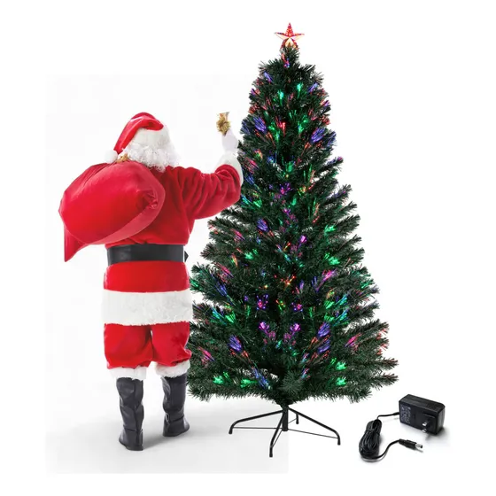 Árbol De Navidad Artificial 1.80 M Led Iluminado Con Estrella Ramas Realistas Frondoso Pino Verde Navideño Soporte De Metal Skygreen