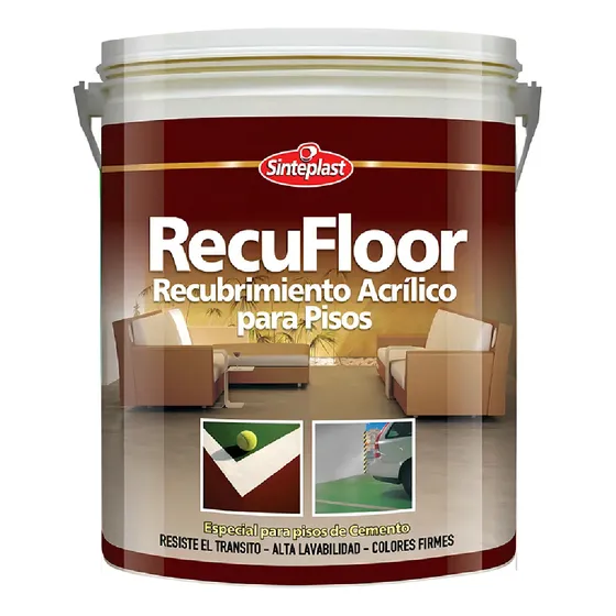 Pintura Para Piso De Cemento Alto Transito Recufloor 20 Lts Acabado Mate Color Gris