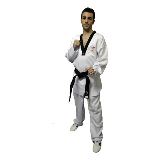Dobok Taekwondo Wt Panther Uniforme Cuello Negro Talle 6 A 8