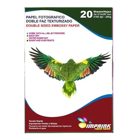 Papel Fotografico Doble Faz Textura Cuero A4/20 Hojas