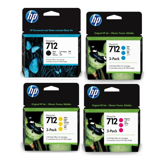 Combo Cartucho Hp 712 Cmyk Alto Rendimiento T250/650/210/230