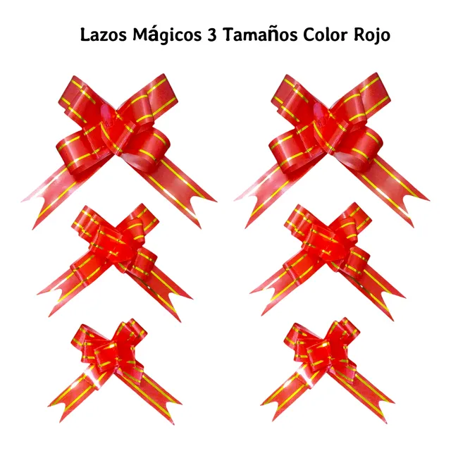 Lazos Mágicos Rojo 3 Tamaños Para Regalo, Paquete, Al Mayor 