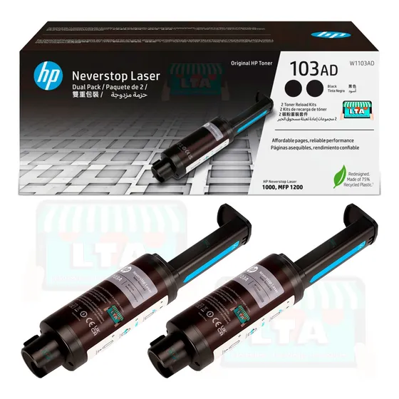 2 Kit Recarga Toner Original Hp Neverstop 1000w 5.000 Pág.