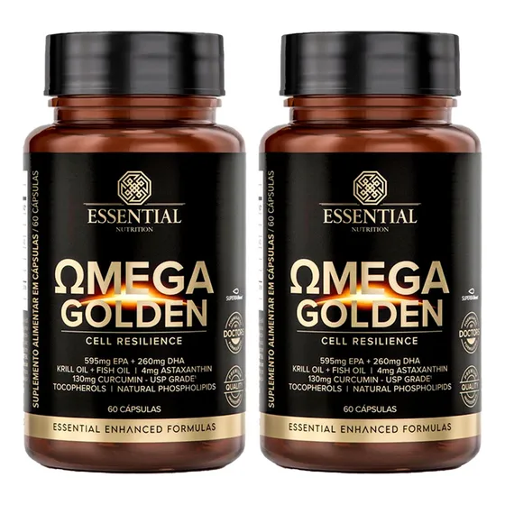 Omega Golden Essential Nutrition - Kit 2x 60 Capsulas Cada Sabor Neutro
