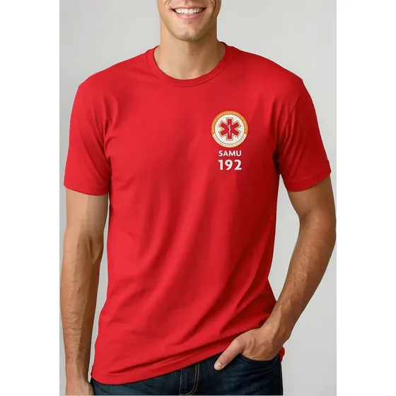 Camiseta Samu Serviço De Emergência Socorrista 100% Algodão