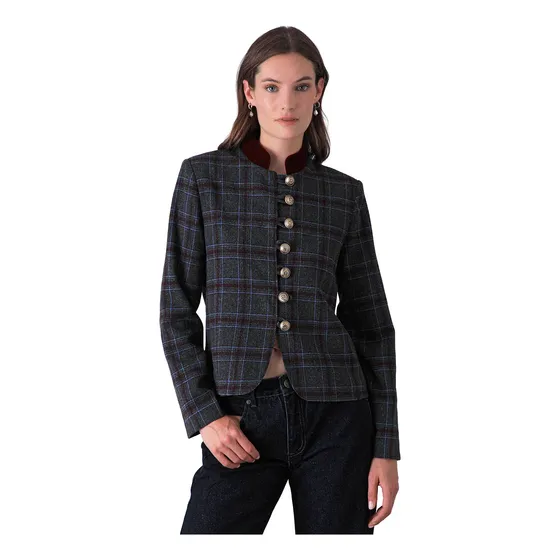 Chaqueta Estampada Botones Grey Mujer Raindoor