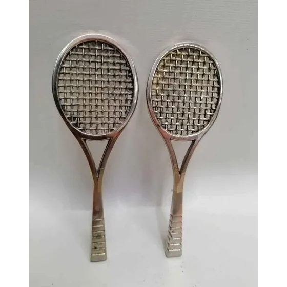 Escultura Antigua Raqueta Tenis En Bronce U.s.a 1950  