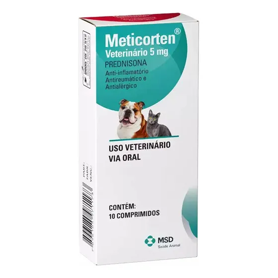 Meticorten 5mg Anti-inflamatório Cães E Gatos 10 Comprimidos