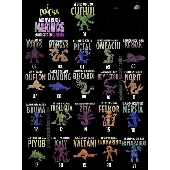 Muñecos Paleta Dracula Monstruos Marinos 2023 X 12 Unidades 