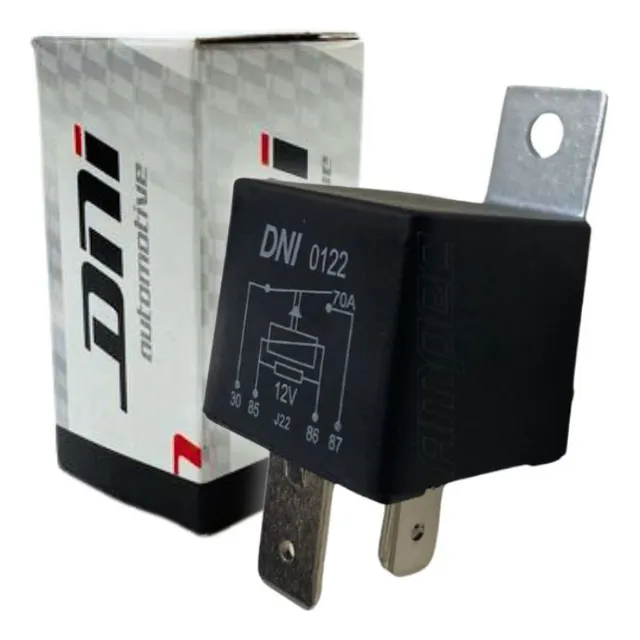 Rele Auxiliar Universal 12v 70a 4 Terminais Suporte Dni0122